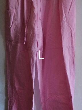 Womens Pink Drawstring Scrub Pants